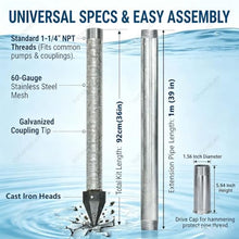 Stainless Steel Well Drive Point Kit, 1-1/4" Sand-Point With 60 Gauze Mesh, Heavy Duty Shallow Wells Drilling System, Galvanized Pipes And Couplings For Home Supply Irrigation(1+5 Pipes–6m (20ft))