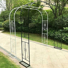 Rose Arch Arbors Durable Metal Trellis Plants Support for Outdoor Garden Pergola Climbing Plants Wedding Arch with Base Black/White, 3 x 2.4 x 0.4 m, Friendly32