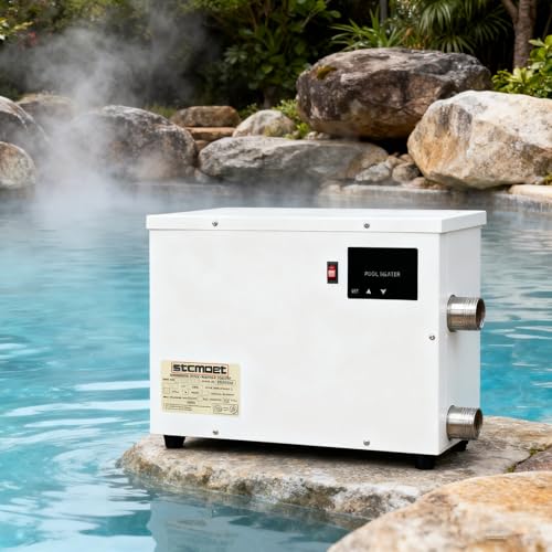 aromaoveite Pool Heater | 5.5kw/9kw/11kw/15kw Electric Pool Heater Thermostat, Temperature Range 25–50 °C, with Touch Screen, Suitable for Pools, Spas, Hot Tubs 15kw