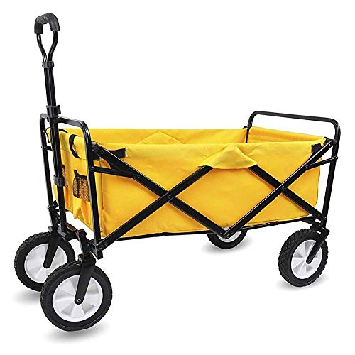 Collapsible Folding Garden Outdoor Park Utility Wagon Picnic Camping Cart for Outdoor Garden Beach Park Sping Festival Camping Gardening Concerts Pets 80kg/176lbs MAX Load (B:Yellow)