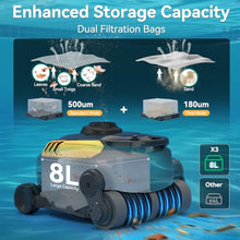 Cordless Robotic Pool Cleaner, Wall Climbing, Extended Battery Life, 0.28 Cu Ft Large Capacity, Advanced Dual-Motor, X3 Auto Pool Vacuum for Inground & Above Ground Pools Up to 1615 Sq.Ft, Orange