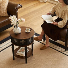 Chicken Couch End Table Solid Wood Living Room Home Sofa Side Table with Storage Retro Small Coffee Table Round Table Corner Tables for Living Room