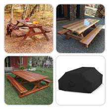 Covers & all Picnic Table Cover, 12 Oz Waterproof UV & Weather Resistant Protector, Outdoor Patio Table Bench Outside Furniture Cover with Air Vents & Drawstrings (98”L x 63”W x 37”H, Black)