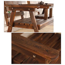 Park Patio Seat Outdoor Garden Bench with Backrest and Middle Table, Wooden Bench with Double Seat for Terrace, Porch, Yard Terrace, Easy to Assemble, 4 Colors Garden Furniture d