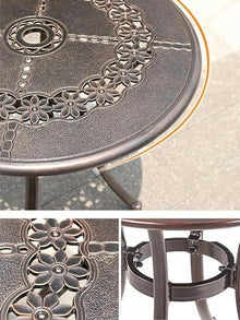 KUYBTU Garden Bench Cast Aluminium Dining Round Table and 4 Chairs Set,Garden Outdoor Furniture Table and Chairs