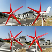 ZHOZHUT 800W / 1000W / 1200W Wind Turbine Kit 12V / 24V / 48V Wind Power Generator with MPPT Controller and 5 Red Blades, Windmill Generator, Low Noise High Efficiency, for Home Street,1000w,24V