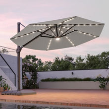 OROTLECT Luxury Shade: 11FT LED Cantilever Umbrella with Solution-Dyed Fabric, Aluminum Frame, and 360° Rotation