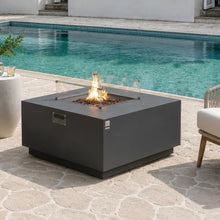 AMS 48" Square Concrete GFRC Propane Gas Fire Pit Table (Dark Gray)