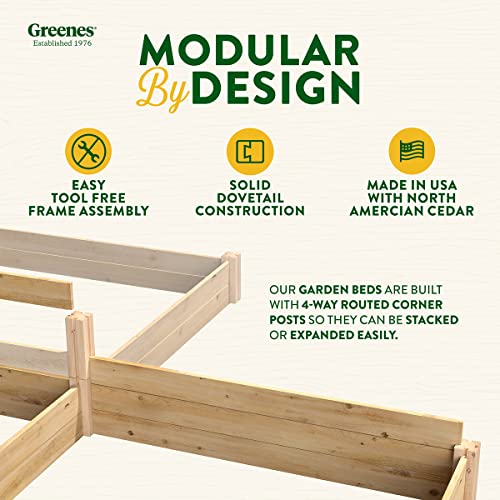 Greenes Fence Premium Cedar Raised Garden Bed with CritterGuard Fence System 8' x 8' x 16.5" Brown
