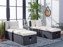 SAFAVIEH Outdoor Pramla Wicker Chaise Lounge, Black/Beige PAT7515A