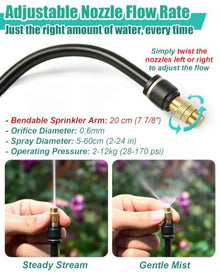 Bendable Drip Irrigation System Kit with Rust-Proof Nozzles, for Vegetable