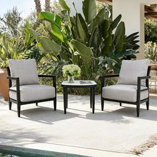 Nevoc Aluminum Patio Furniture Set, Round Patio Side Table and 2 Club Chairs, 8.5" Thicked Cushion, Weather Resistant, Conversation Furniture Set for Patio Yard Porch Balcony Garden
