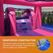 JumpOrange Commercial Inflatable Princess Bricks Bounce House with Slide Combo 5-in-1 Wet/Dry