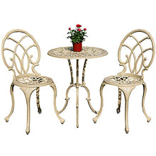 JIQHOHX All-Weather Cast Aluminum Patio Bistro Set with Umbrella Hole, 3 Piece Outdoor Patio Furniture Sets, Bistro Table Set for Balcony, Lawn, Garden, Backyard (White)