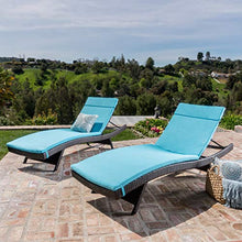 Christopher Knight Home Salem Outdoor Wicker Adjustable Chaise Lounge Set, Multibrown/Blue