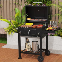 YEWASTI Barrel Charcoal Grill with Temperature Indicator, Large BBQ Grill with Side Shelf for Backyard Cooking, Camping, and Family Gatherings