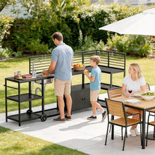LEVELEVE Modular Outdoor Kitchen Island 5-Piece Set, Aluminum Outdoor Prep Station Grill Cart with Independent Sink, Storage Cabinets & Shelves for Backyard Patio Deck