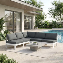 Outdoor Escape Gray Fabric Outdoor Patio Modular Sectional, Weather-Resistant Upholstery, Durable Frame, Contemporary Style for Lounge and Entertaining