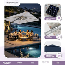 Midtown Umbrellas Supreme - 10 x 10 Ft Cantilever Umbrella with LED Lights