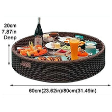 Round Rattan Floating Breakfast Tray, Swimming Pool Floats, Floating Tray for Pool for Adults for Sandbars Spas Bath and Parties and Outdoor Bar,White