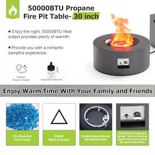Dineli 30" Round Propane Fire Pit Table Firepit Table for Outside Patio