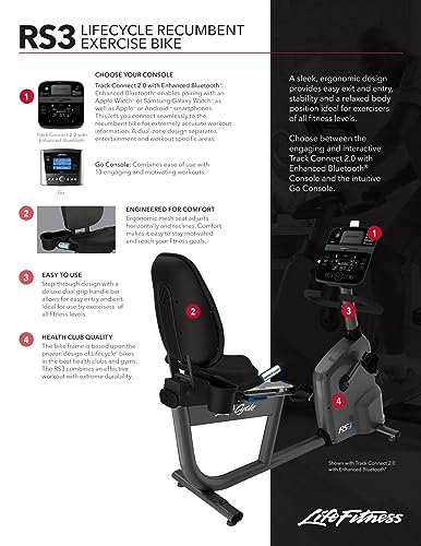 Life Fitness RS3 Recumbent Indoor Cycling Exercise Bike Titanium