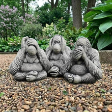 OLOMA Concrete Three Wise Monkeys Garden Statue Set No Hear No See No Speak No Evil Monkeys Figurines Outdoor Realistic Gorillas Yard Decor Meditation Zen Sculpture Handcrafted Primate Art