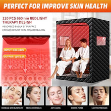amocane Portable Infrared Sauna with 660nm Red Light, 2 Person Red Light Sauna Spa for Home, Full Body Personal Tent with 2 Large Chairs, Remote Control, Dry Heated for Gym/Pilates/Garage