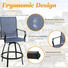 Shintenchi 4 Piece Patio Swivel Bar Chairs, All Weather Textile Outdoor Metal Bar Stools Patio Chairs Set of 4 with High Back, High Top Bistro Set Furniture for Balcony, Backyard,Garden,Deck,Deep Blue