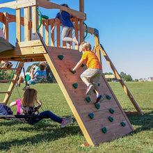 Backyard Discovery Endeavor Cedar Swing Set with Gray Wave Slide