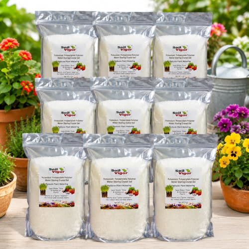 Soil Vigor Potassium Polyacrylate Super Absorbent Crystals | Reduces Watering for Garden & Houseplants | Water Storing Soil Amendment Lasts 7 Years (45)
