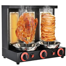 ERoomQ Gas Barbecue Grill Kebab Machine,Vertical Rotisserie Oven Grill,Stainless Steel Gas Broilers with Automatic Rotating Grill,for Restaurant Kitchen