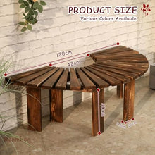 Renmlion Semi-Circular Tree Seat Wrap Around｜Outdoor Garden Slatted Bench Solid Wood Furniture Tree Bench｜All-Weather Plant Stand Rack Curved Patio Seating Chair