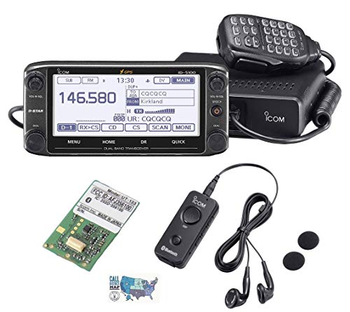 Icom ID-5100A Deluxe VHF/UHF D-Star Transceiver Bundle with Bluetooth Module, Headset & Quick Reference Card Black