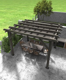 DEXSO 10' x 12' Cedar Wood Pergola with Retractable Shade Canopy Charcoal Gray