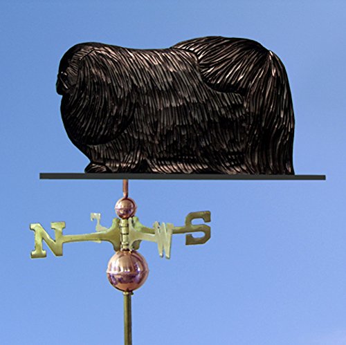 Pekingese Hand Carved & Painted Weathervane Black 22 Inch