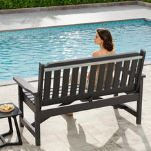 Garvee 2-Person Outdoor Benches Set of 2, HDPE Patio Slatted Bench, All-Weather Durable Garden Bench for Backyard, Porch, Lawn, and Poolside, 2 Pack, Grey