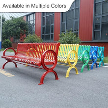 YCYHXJB Patio Garden Bench, Metal Outdoor Bench with Backrest and Armrests, Rounded Corners, Load Capacity 880 Lbs for Lawn, Yard, Porch, Work Entryway(Blue,150x63x78cm/59x25x31in)
