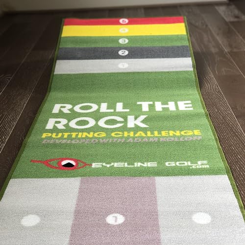 EyeLine Golf Putting Challenge Mat - Stroke Alignment Speed Control Visualization Consistency Ramp Returns Ball - Outdoor Indoor 2’ x 10’
