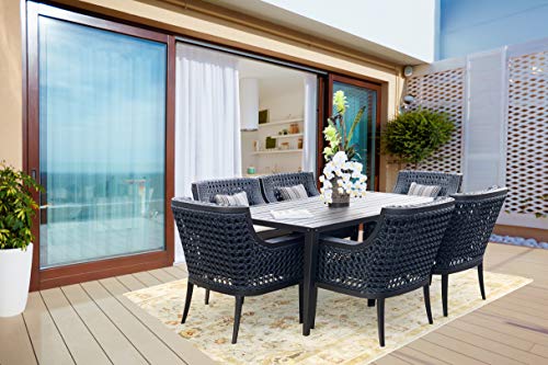 AFD GF-LD17611C/1 Monterey Outdoor Table Patio Dining Set of 7, Black