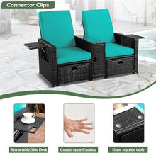 Patio PE Wicker Chaise Lounge, Outdoor Furniture Set, Adjustable Sun Pool Lounger, All Weather Backyard Conversation Seat, 5 Pieces Rattan Patio Furniture Set for Outside Sunbathing Camping Beach