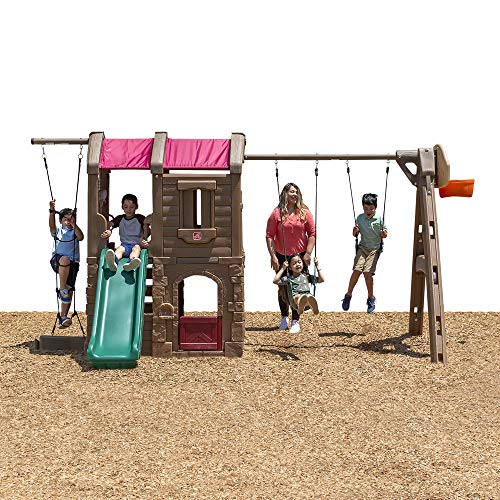 Step2 Naturally Playful Adventure Lodge Swing Set and Play Center Brown