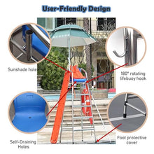 Lifeguard Pool High Chair with Sunshade, 304 Stainless Steel Safety Observation Ladder for Indoor/Outdoor Swimming (5.9'/70.8''/180cm)