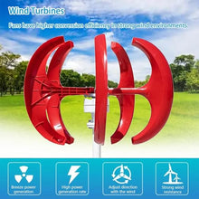 CLPYING 16000W Wind Turbine Generator, 12V 24V 48V Vertical Axis with Controller, 5 Leavies Kit for Boats, Terraces, Cabins(Red,24V)