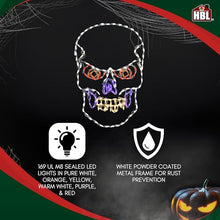 Holiday Bright Lights Scary Skull 36"x24" LED Lighted Outdoor Halloween Décor with White, Orange, Yellow, Purple, Red Lights