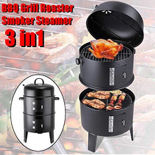 Metal 3 in 1 BBQ Grill Roaster Smoker Steamer Barbecue Portable Outdoor Camping Charcoal Stove Cooking Tools Accessories