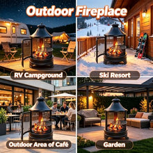Outdoor Fire Pit & Patio Fireplace & Patio Heater, Heavy-Duty All-Weath Remov. Ash Pan, 360° Sparks Screen, Smoke Deflector, No Smoke Blowback, 2-in-1 Heat & Grill, for Bonfire Patio Garden Camp RV.