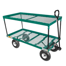 FARM-TUFF Double-Tier Metal Garden Wagon, 48" x 24" - Heavy-Duty Utility Cart with Pneumatic Tires, 600Lb Capacity & Powder-Coated Frame for Gardening, Landscaping & Greenhouses