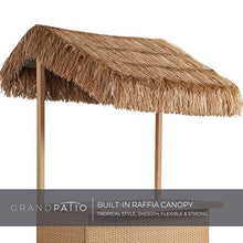 Grand Patio Outdoor Tiki Bar Set with Widen Ceramic Top, Phuket 3-Piece Wicker Islander Tiki Bar and 2 Stools, Tan