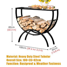 Firewood Log Stacking Rack with Storage Tabletop Floor Standing Steel Rack for Wood Stove/Pit